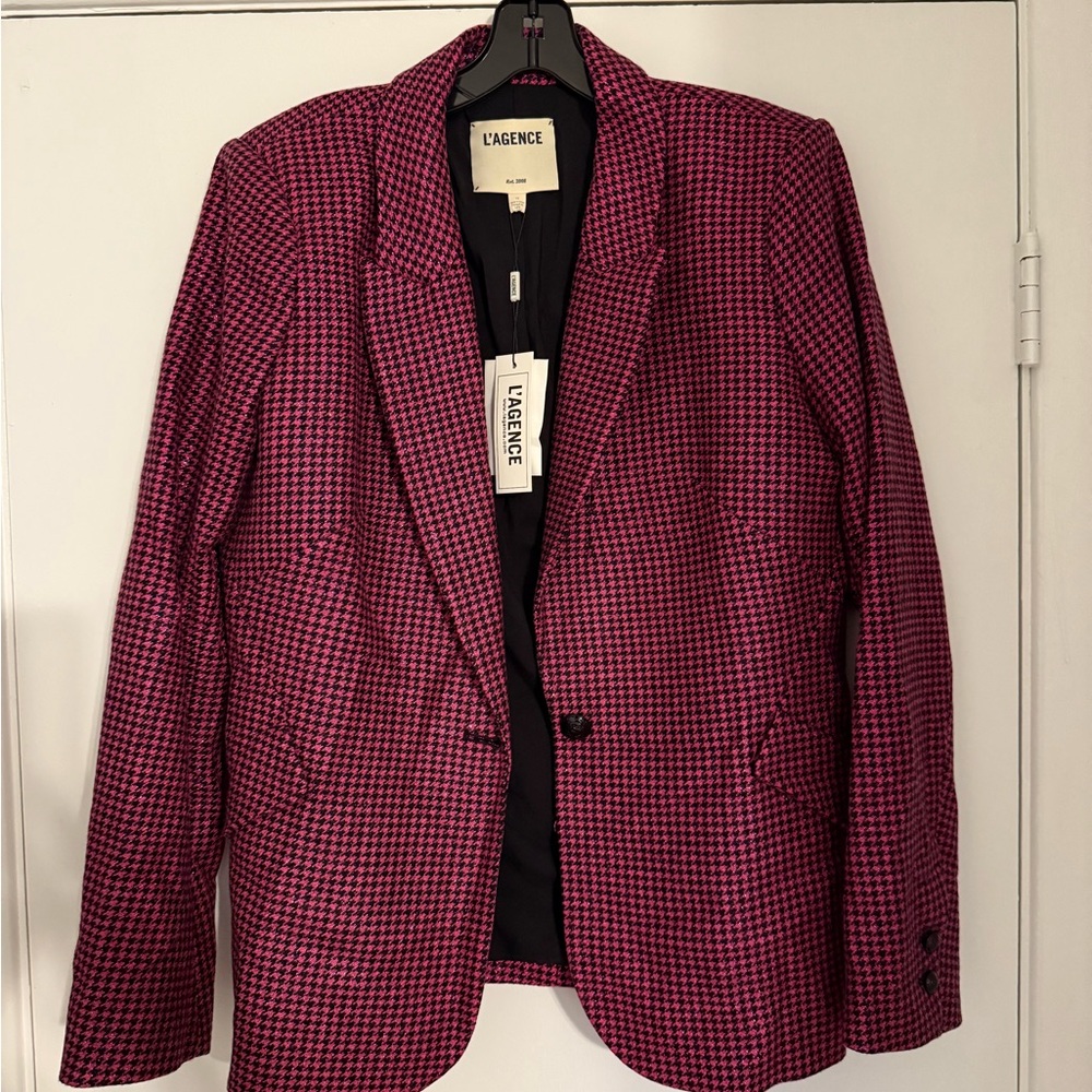 L’Agence Pink and Black Houndstooth Chamberlain Blazer - Picture 5 of 9